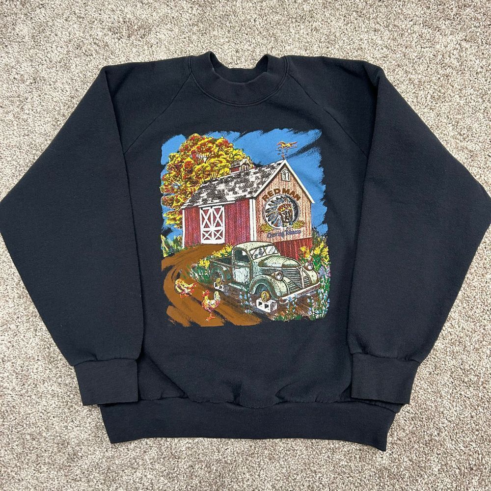 Vintage Red Man Chewing Tobacco Sweatshirt Size Large Made In‎ USA Black (593) - Picture 2 of 7
